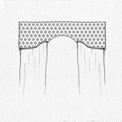 Shaped-Upholstered-Pelmet - The London Curtain and Blind Company